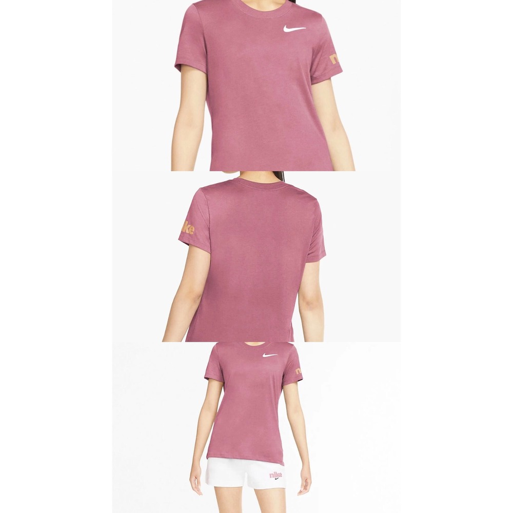 Nike Womens The Nike Tee Short Sleeve Puff Print Logo T-Shirt Pink Size 1X